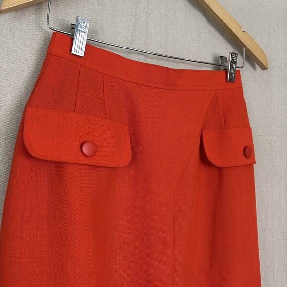 Vintage Caroline Rohmer Pencil Skirt Women Small Orange Librarian Chic Secretary - Picture 2 of 7